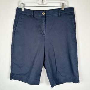 J. Jill Chino Shorts Womens 10 Blue Casual Stretchy Preppy Resortwear Comfort